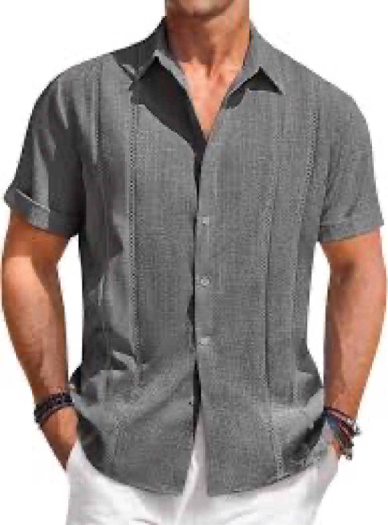 Runcati Mens Short Sleeve Guayabera Shirts Button Down Cuban Casual Mexican Shirts Summer Beach Wedd