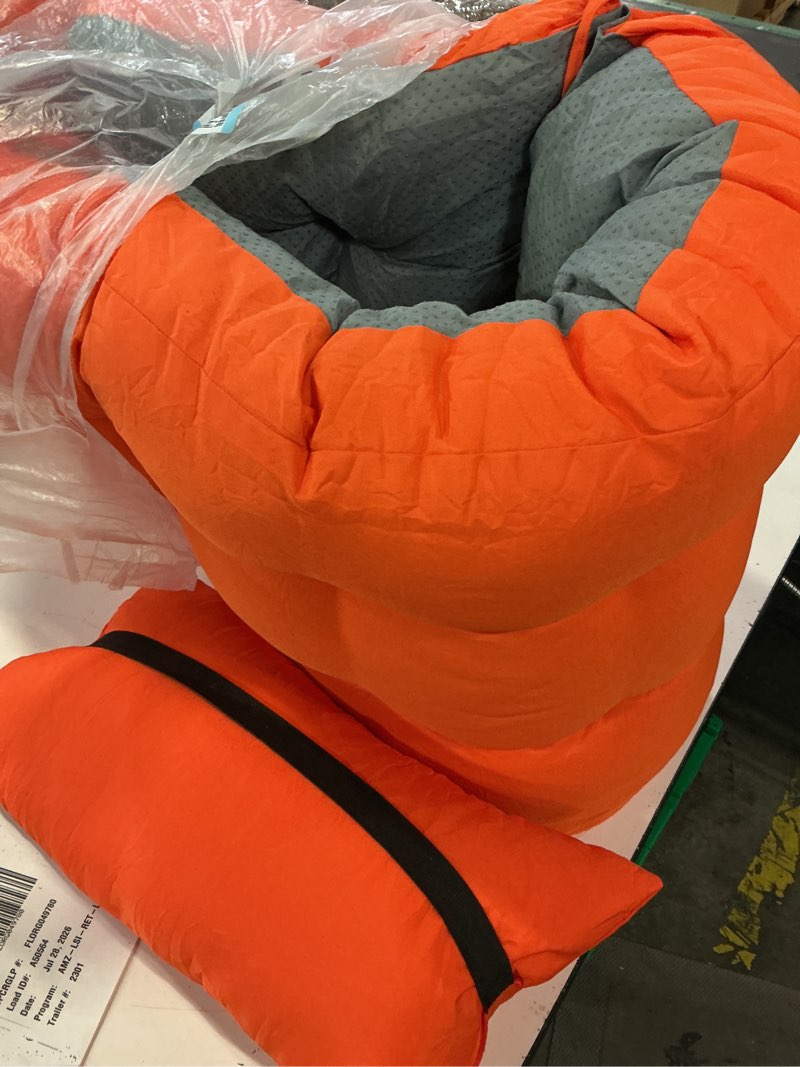 Condition photo showing As Is for waterproof lounge chair cushion set of 2, outdoor fade resistant chaise lounger replacement cushions with 6 ties, thickened memory foam pool lounge chair cushions, 76 x 22 x 4.7 inches, orange