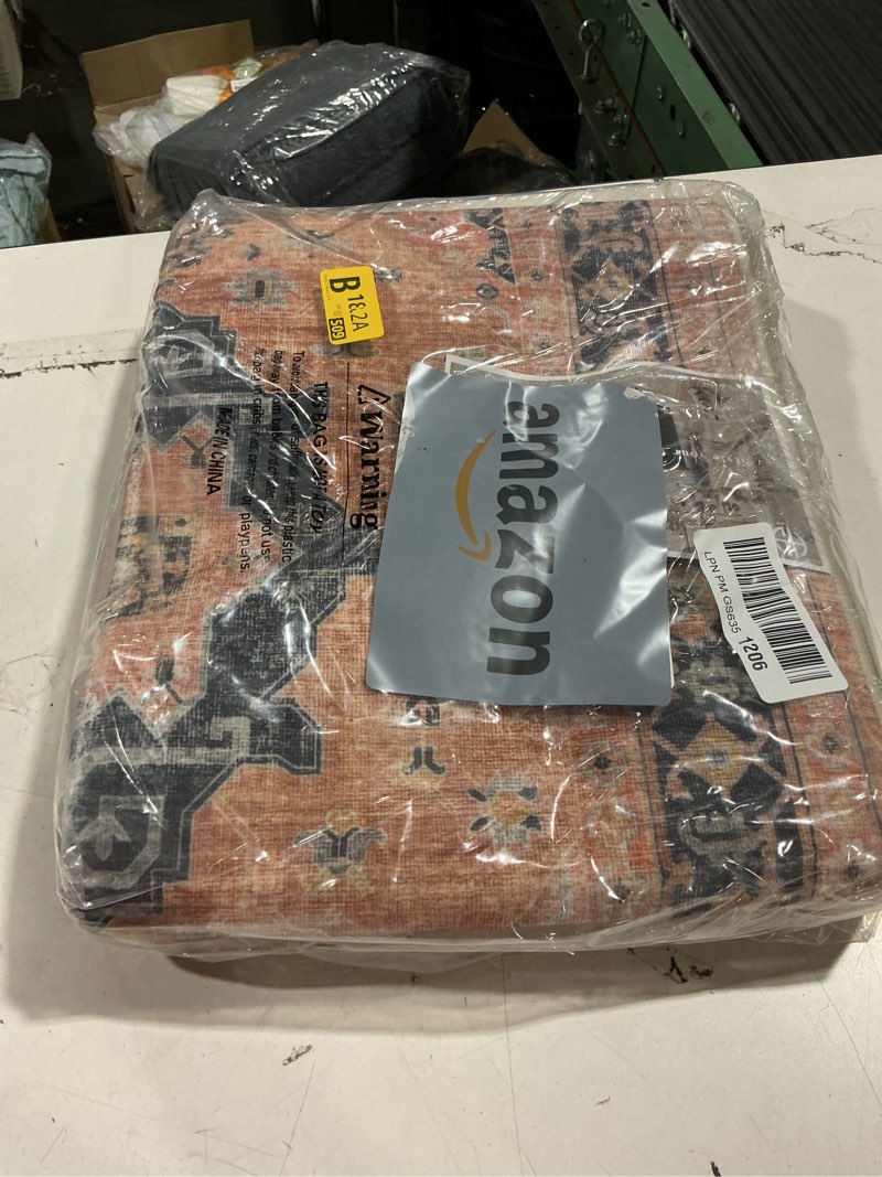 Condition photo showing Good Condition for hallway washable runner rug - 2x10 kitchen rugs entryway rug runner vintage soft floor mat non slip indoor farmhouse carpet for bathroom living room bedroom (2 x 10, orange) 2' x 10' (rectangular) orange
