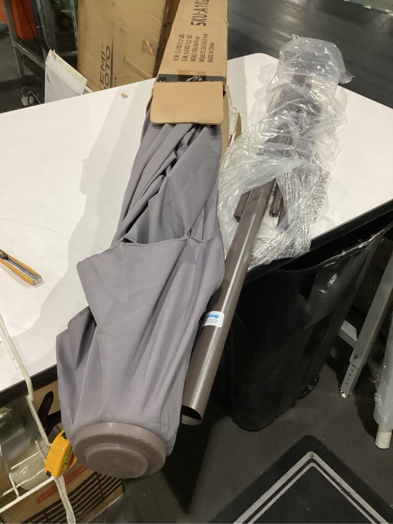Condition photo showing New/Like New for jearey 6.5x10 ft rectangular patio umbrellas rectangle outdoor umbrella with push button tilt and crank, market table umbrella 6 sturdy ribs uv protection for poolside garden backyard deck, gray 6.5x10ft gray