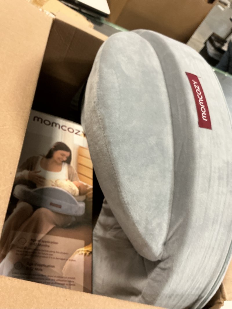 Condition photo showing Good Condition for Momcozy Innovative Safety Guard Nursing Pillow - Firm & Springy Memory Foam - Stable, Ergonomic Support & Comfort - Wider Breastfeeding Cushion, Adjustable, Removable Cover, Baby Safety Certified Grey ( Premium Memory Foam ) CozyLite