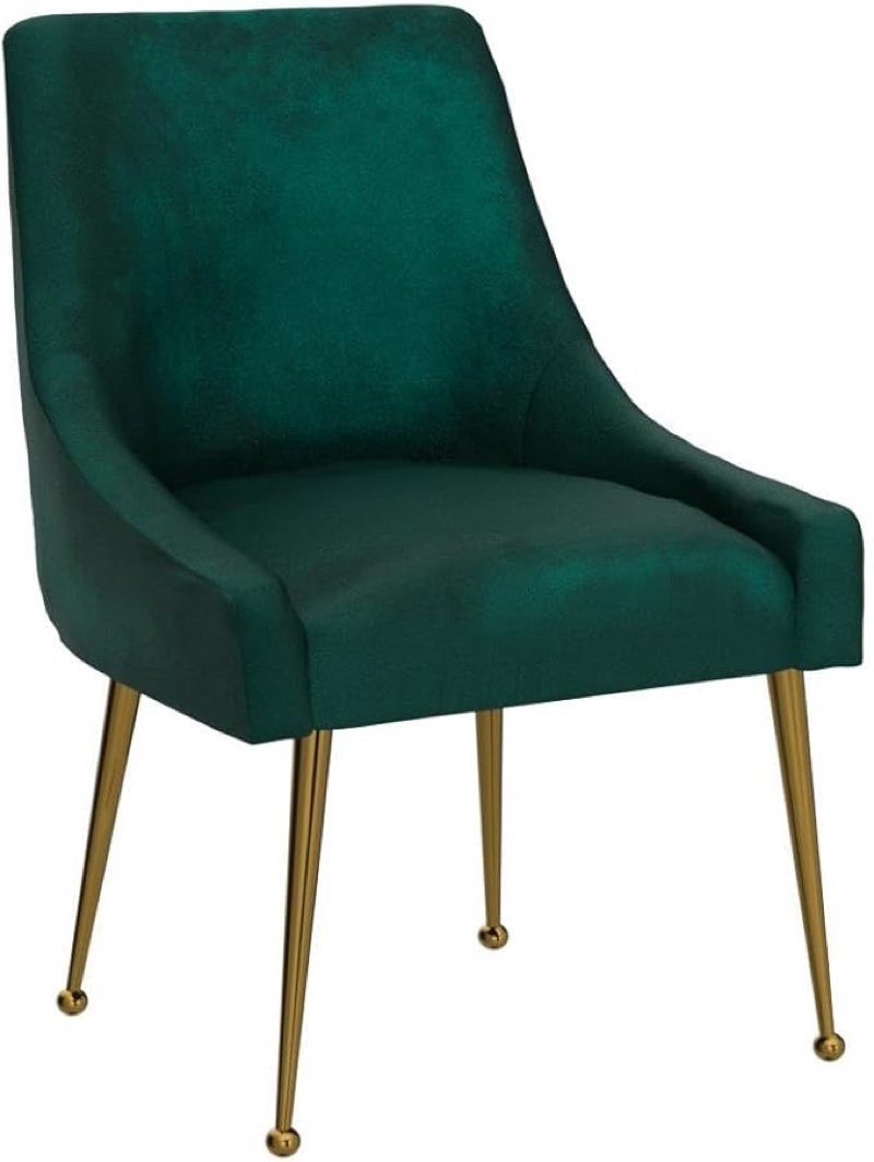 Modern Velvet Dining Chair Contemporary Upholstered Furniture Collection with Polished Gold Metal Legs, Elegant Accent Chairs for Kitchen Living Room(Green)