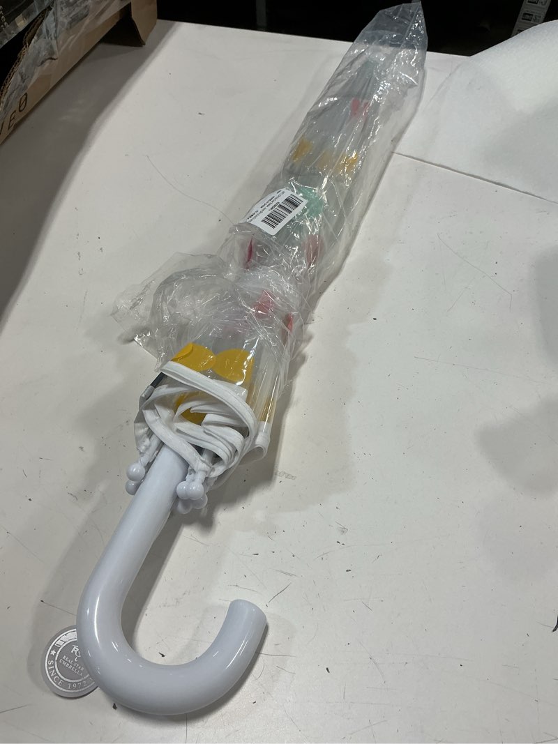 Condition photo showing Good Condition for mrtlloa kids clear bubble umbrella with an easy grip curved handle, safety transparent dome bubble umbrella for toddler boys girls colorful dots