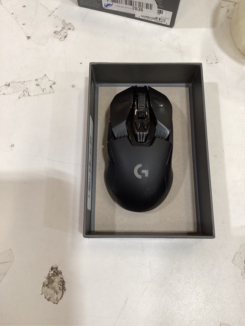 Condition photo showing As Is for logitech g903 lightspeed wireless gaming mouse w/hero 25k sensor, 140+ hour with rechargeable battery and lightsync rgb. powerplay compatible, ambidextrous, 107g+10g optional, 25,600 dpi - black