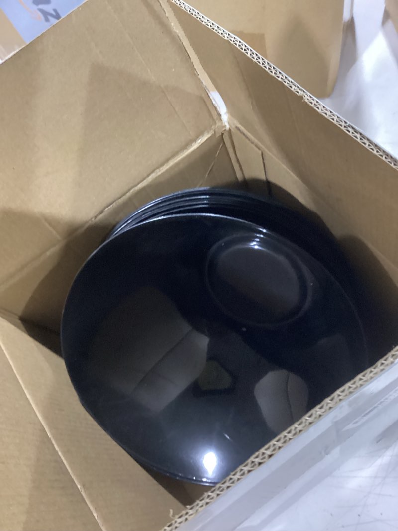Condition photo showing As Is for bucla 12 pack black plastic serving bowls - 20 oz angled bowls disposable for chip,candy,salad and fruit - ideal for wedding, party & new year black 20oz