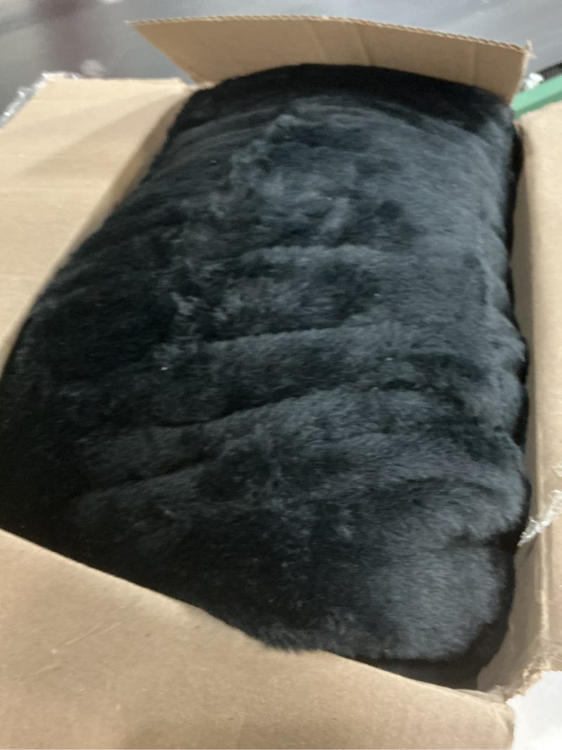 Condition photo showing As Is for BEDELITE Faux Fur Fleece Queen Comforter Set - Fluffy & Warm Black Comforter Queen Size?Ultra Soft a