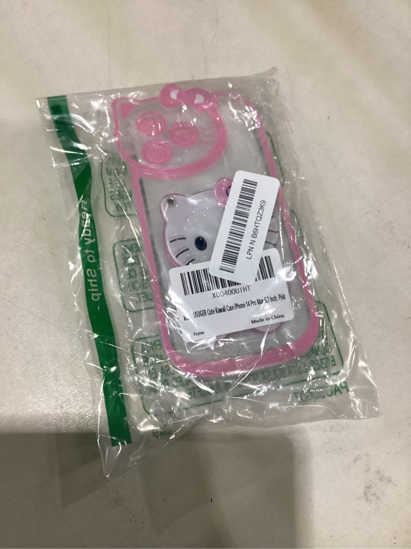 Condition photo showing Good Condition for USUGER Cute Kawaii Cartoon Phone Case for iPhone 14 Pro Max Built-in Makeup Mirror for Women Girls, Soft Silicone Transparent Protective Phone Case for iPhone 14 Pro Max 6.7 Inch, Pink