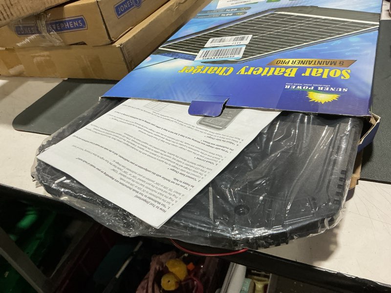 Condition photo showing As Is for suner power 20w 12v solar battery trickle charger & maintainer pro, built-in intelligent mppt controller, waterproof 12 volt 20 watt solar panel charging kits for car marine rv trailer boat automotive