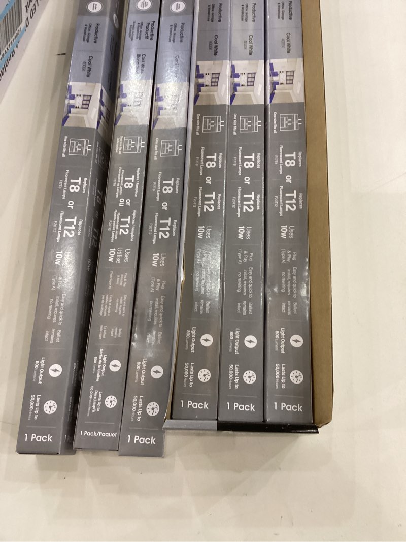 feit electric 2ft led t8 linear tube light, 20w equivalent, 4000k cool white, g13 base, 800 lumens, works with most magnetic/electronic ballasts, 50,000-hour lifetime, t24/840/ledg2/rp/12, 6 pack 4000k cool white 12 count (pack of 1)