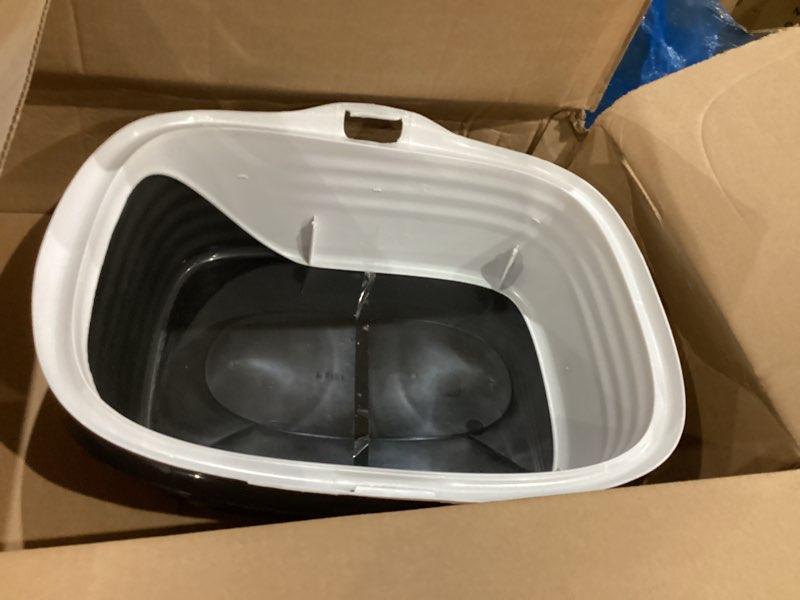 Condition photo showing As Is for arm & hammer rimmed cat litter box with high sides and microban, made in usa | tall sturdy walls help contain spray, scatter and spills, easy everyday scooping, durable tray suits messy diggers at home pearl white/ dark gray standard