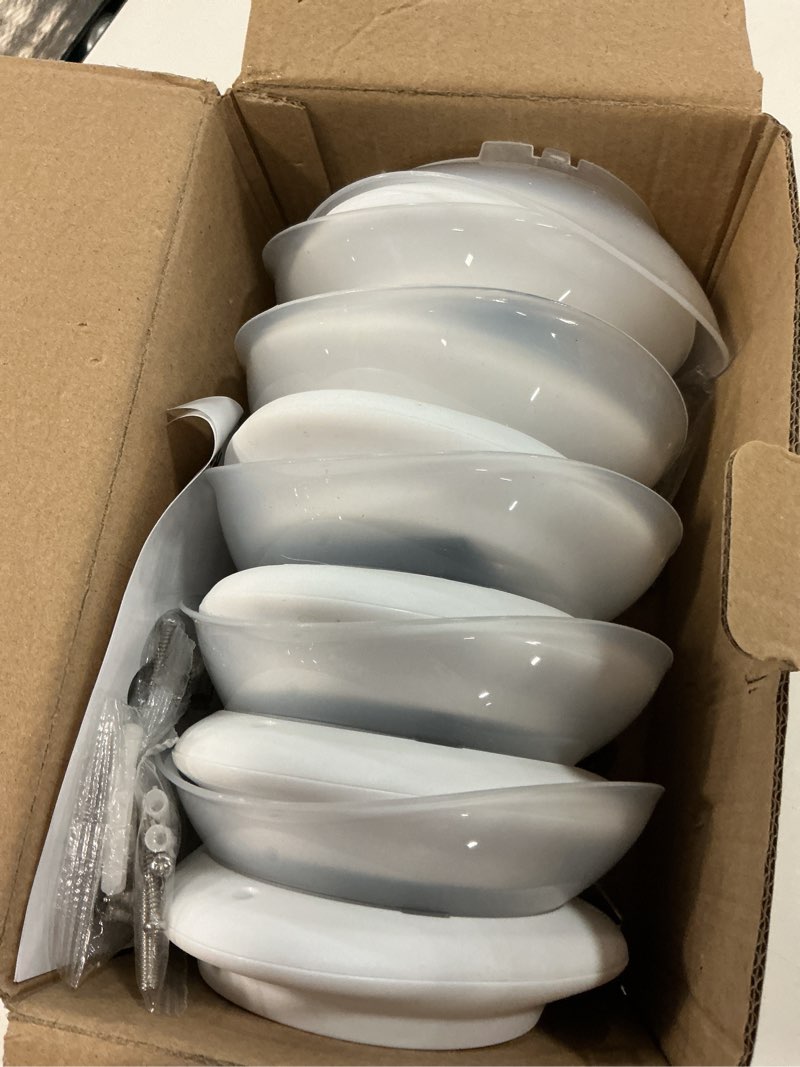 Condition photo showing Good Condition for roshwey outdoor fence lights 6 pack solar gutter lights with 9 led waterproof for wall eaves deck railing garden landscape yard (warm white) 6pack-white lampshade,warm white