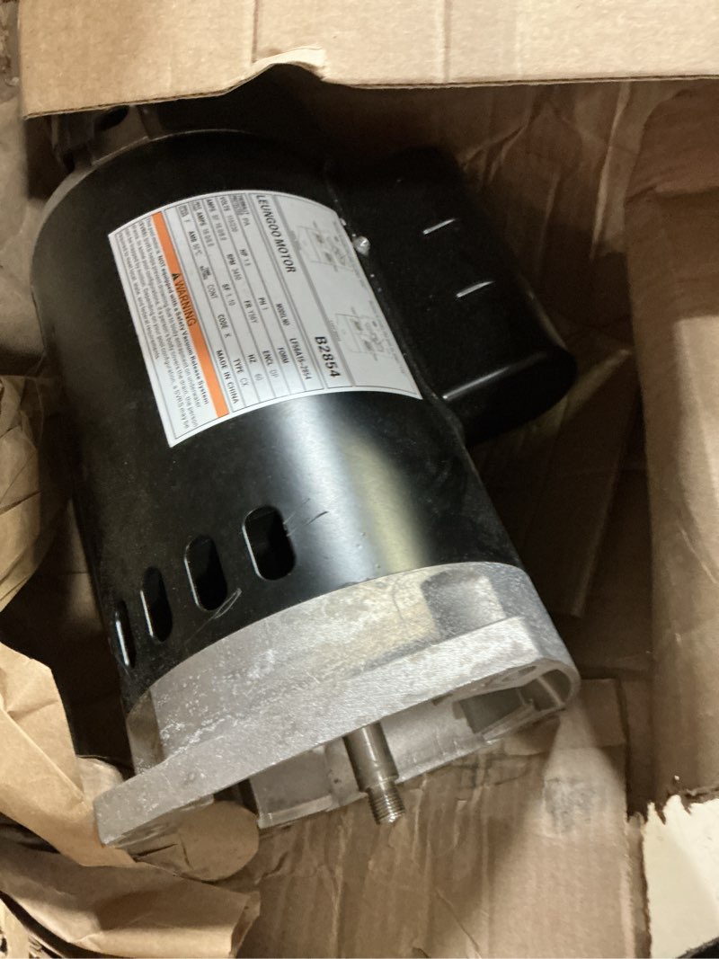 Condition photo showing As Is for b2854 1-1/2hp, replaces century/ao smith pool pump motors,1.5hp,115/230v, 3450 rpm, 8.0/16.0amps, 56y frame 1.1service factor,psc,f56aa40a01,include replace parts, square flange odp enclosure leungoo