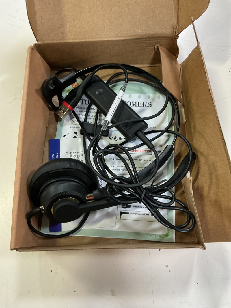 Condition photo showing As Is for arama usb headset with microphone for pc, noise cancelling & audio controls ultra comfort usb headphone for computer laptop pc business skype uc webinar call center office