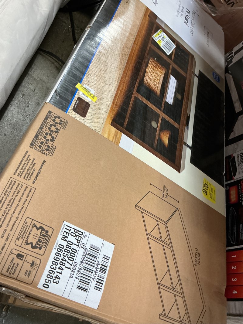 Condition photo showing As Is for mainstays parsons tv stand for tvs up to 50", canyon walnut
