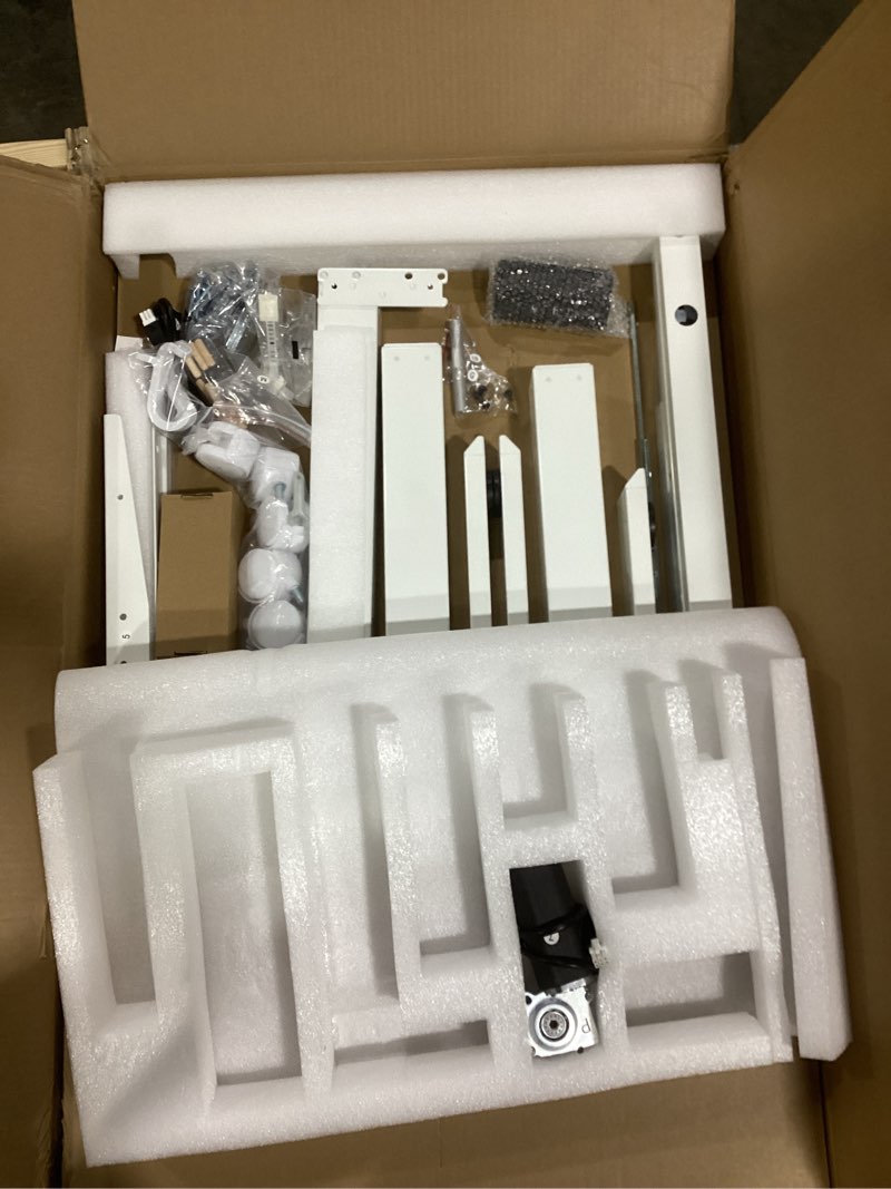 Condition photo showing Good Condition for (Similar) LVB White L Shaped Corner Desk with Drawers, Reversible Modern L-Shaped Computer Desk with Storage Cabinet Shelves, Large Wood Metal L Shape Home Office Desk for Work Study Writing Gaming, 59 Inch