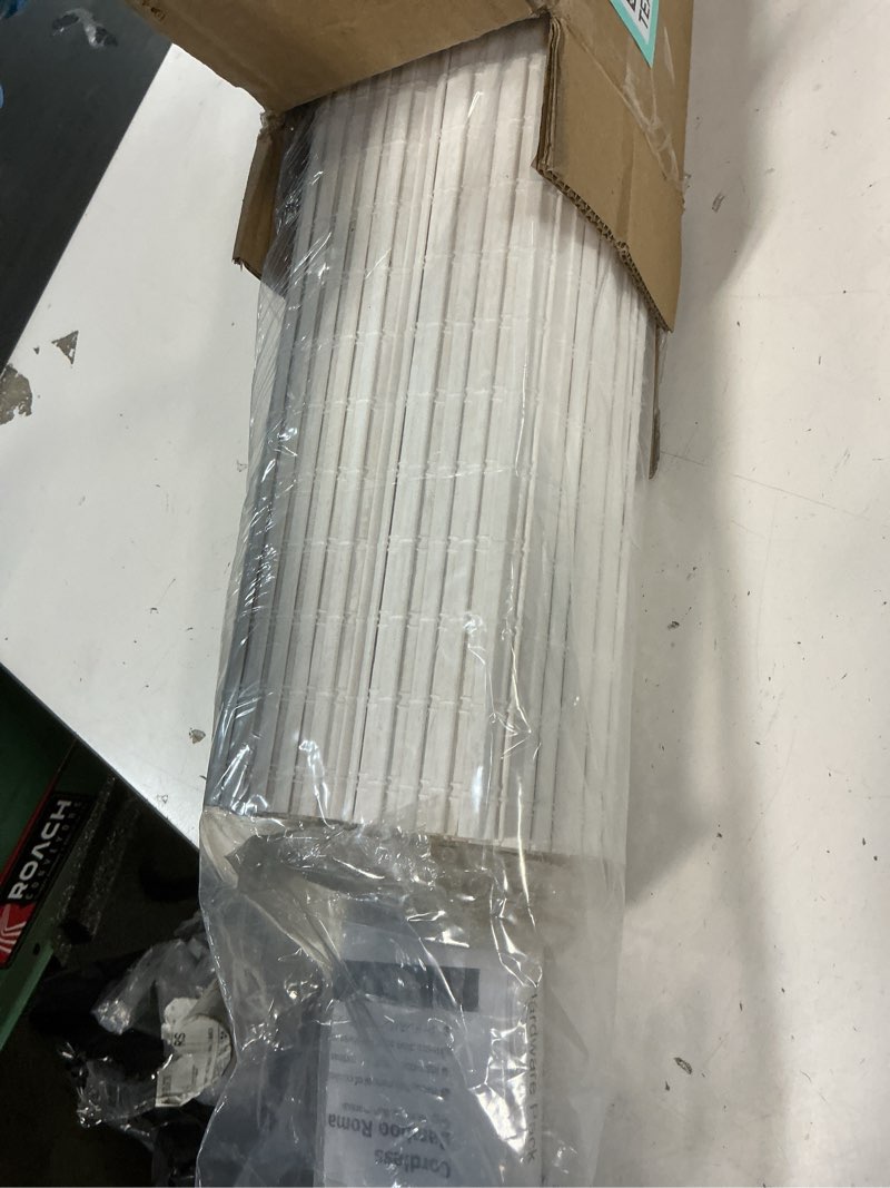 Condition photo showing New/Like New for LazBlinds No Tools No Drill Cordless Bamboo Roman Shades, Light Filtering Window Treatment, Roll Up Bamboo Blinds for Window 31'' W x 64'' H, Whitewash B Whitewash B 31'' W x 64'' H