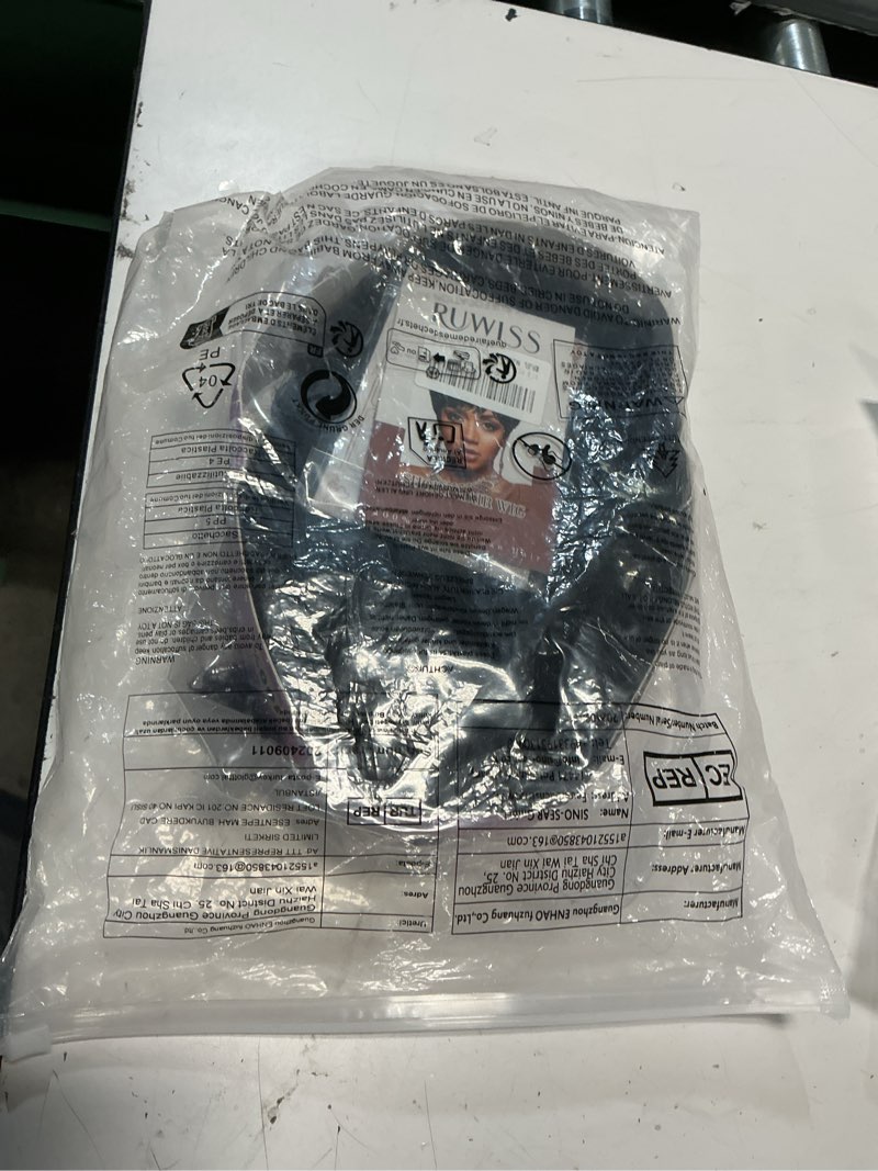 Condition photo showing Good Condition for ruwiss short curly human hair wig 10 inch brazilian kinky curly wigs with bangs for black women - wear and go glueless short wig, zf-003 black brown