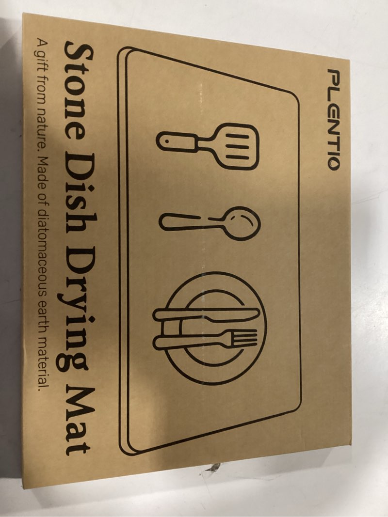 Condition photo showing New/Like New for Foldable Stone Dish Drying Mat for Kitchen Counter, Double-Layer Absorbent Drying Pad, Fast Water-Absorbing & Quick Dry, Non-Slip Counter Mat for Dishes, Cups, Bottles, 24.5" x 16" Light Gray