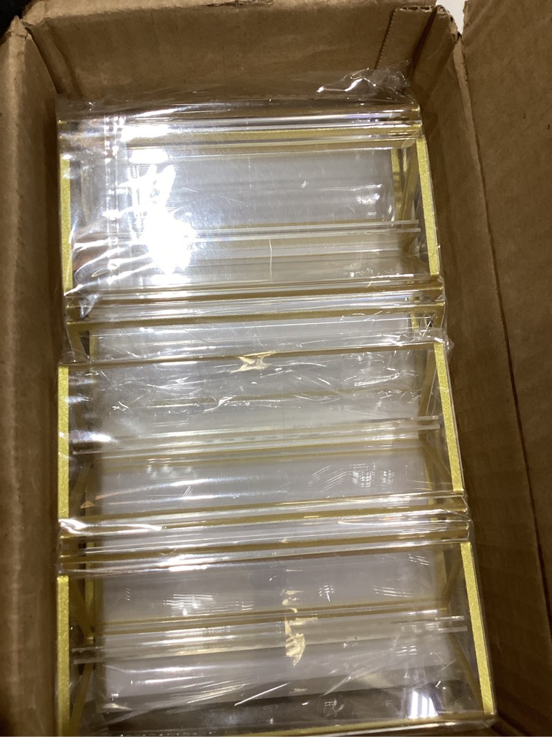 Condition photo showing Good Condition for floroom 6 pack 5x7 inch clear acrylic sign holders, double-sided gold display stand picture frames for table numbers, menus, flyers, weddings, and offices gold 5" x 7"- 6 pack