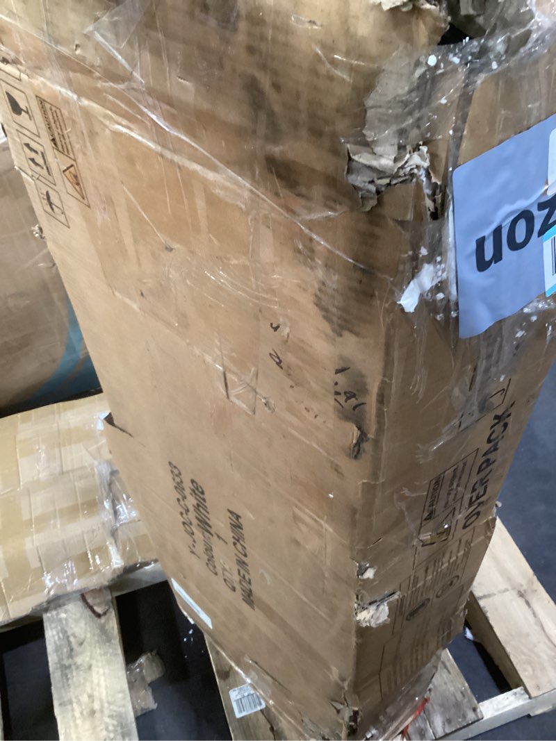 Condition photo showing As Is for White 6 Drawer Dresser for Bedroom, 15.3" D x 47.2" W x 32.3" H in Simply Modern Chest of Drawers, Wood Storage Double Dresser with Deep Drawers for Living Room, Hallway Entryway, White