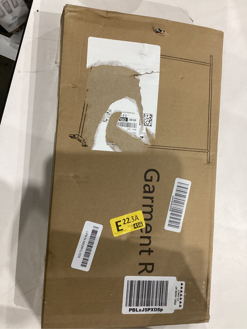 Condition photo showing As Is for Buzowruil Metal Rolling Clothing Rack Adjustable Freestanding Garment Organizer with Wheels, Space-Saving Design for Home, Closet, Office, or Retail,Black