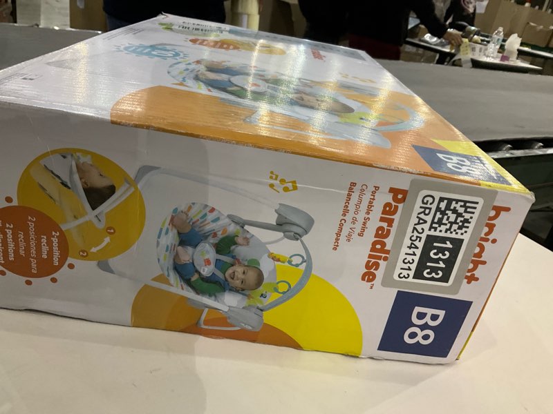 Condition photo showing New/Like New for Bright Starts Playful Paradise Portable Compact Automatic Baby Swing with Music, Unisex, Newborn +