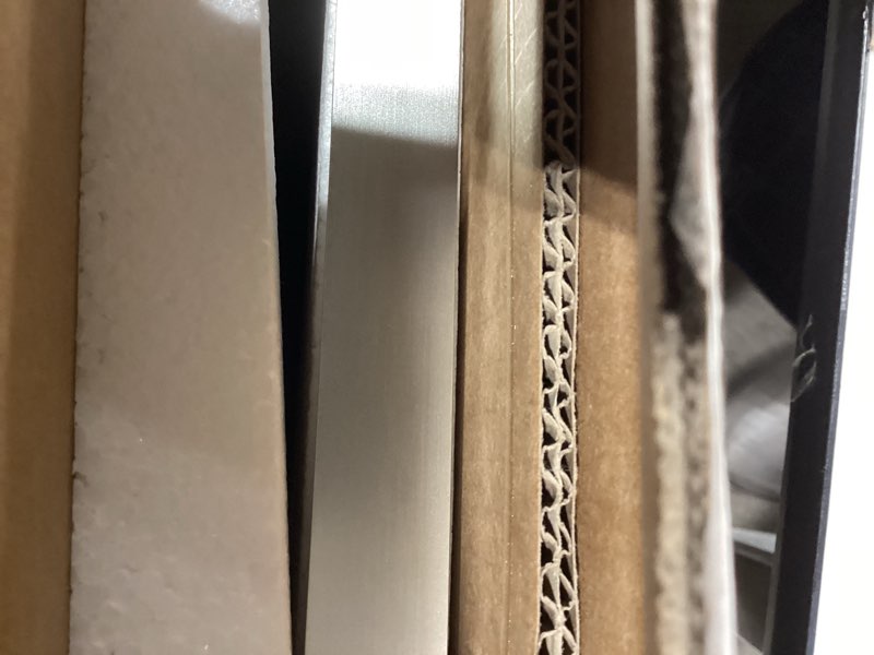 Condition photo showing New/Like New for tetote brushed nickel mirror for bathroom sink 30" x 36" beveled frame brushed nickel vanity rectangle mirror for bathroom wall, modern farmhouse, tempered glass, shatterproof, stronger frame