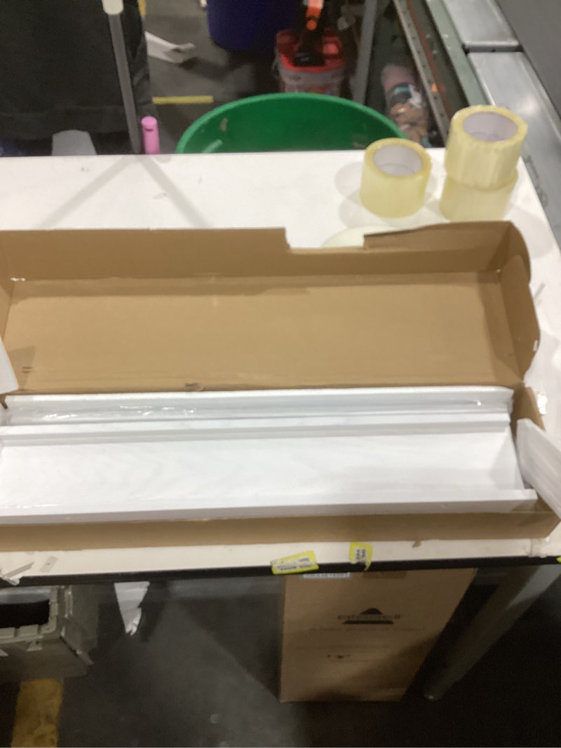 Condition photo showing Good Condition for solid ash wood picture ledge shelf, 24 inch floating shelves with lip set of 2, photo ledge shelf nursery bookshelf wall mounted for living room bedroom decor, white