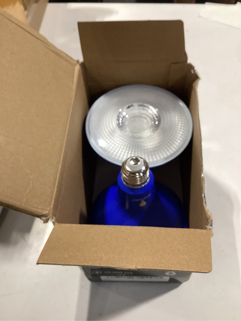 Condition photo showing Good Condition for bluex bulbs 2 pack bluex led par38 flood blue light bulb - 18w (120watt equivalent) - damp rated dimmable - e26 base red led lights