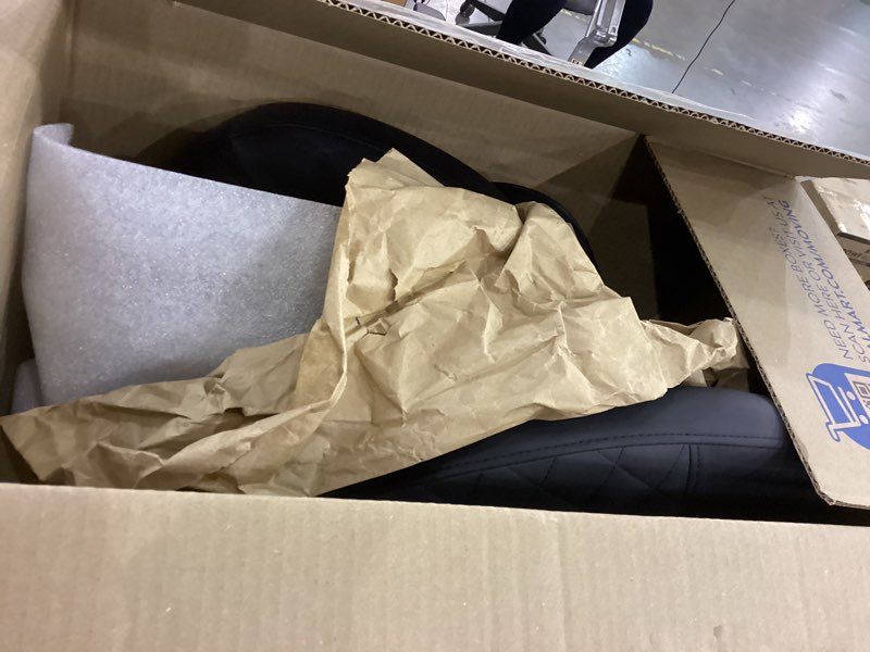 Condition photo showing As Is for Cross Legged Office Chair with Wheels, Wide Criss Cross Kneeling Home Office Desk Chairs with Back Support, Ergonomic Adjustable Height ADHD Stool with Rotating Footrest for Yoga Meditation Black