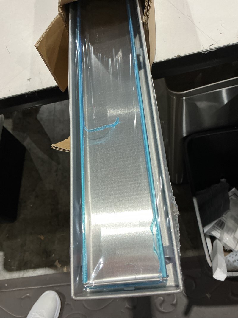 Condition photo showing Good Condition for tile insert linear shower drain 36 inch, 2 in 1 brushed nickel shower drain, 304 stainless steel drain shower with tile insert grate, shower floor drain brushed nickel 36in
