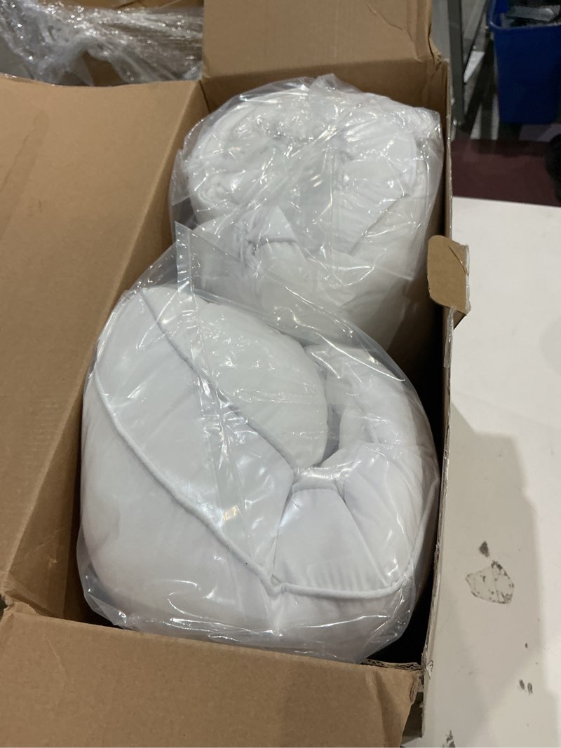 Condition photo showing New/Like New for bed pillows for sleeping king size - set of 2, soft & fluffy with down alternative filling - hotel luxury quality, gusseted pillow for back, stomach & side sleepers - breathable, comfy & cozy - white king white