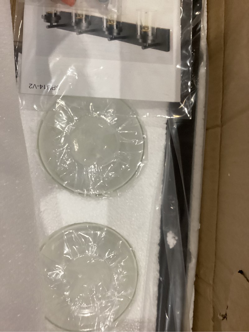 Condition photo showing New/Like New for izorro bathroom vanity light fixture, 4-light 30 inch matte black bathroom light fixtures over mirror, with clear glass shade, modern farmhouse vanity lights, rustic restroom lighting fixtures black-clear glass shade 30 inch-4-light