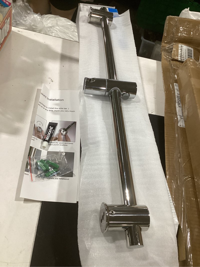 Condition photo showing Good Condition for (slide bar only) shower slide bar wall mount adjustable handheld shower holder bathroom 24 inch shower bar sus304 stainless steel, polished chrome slide bar