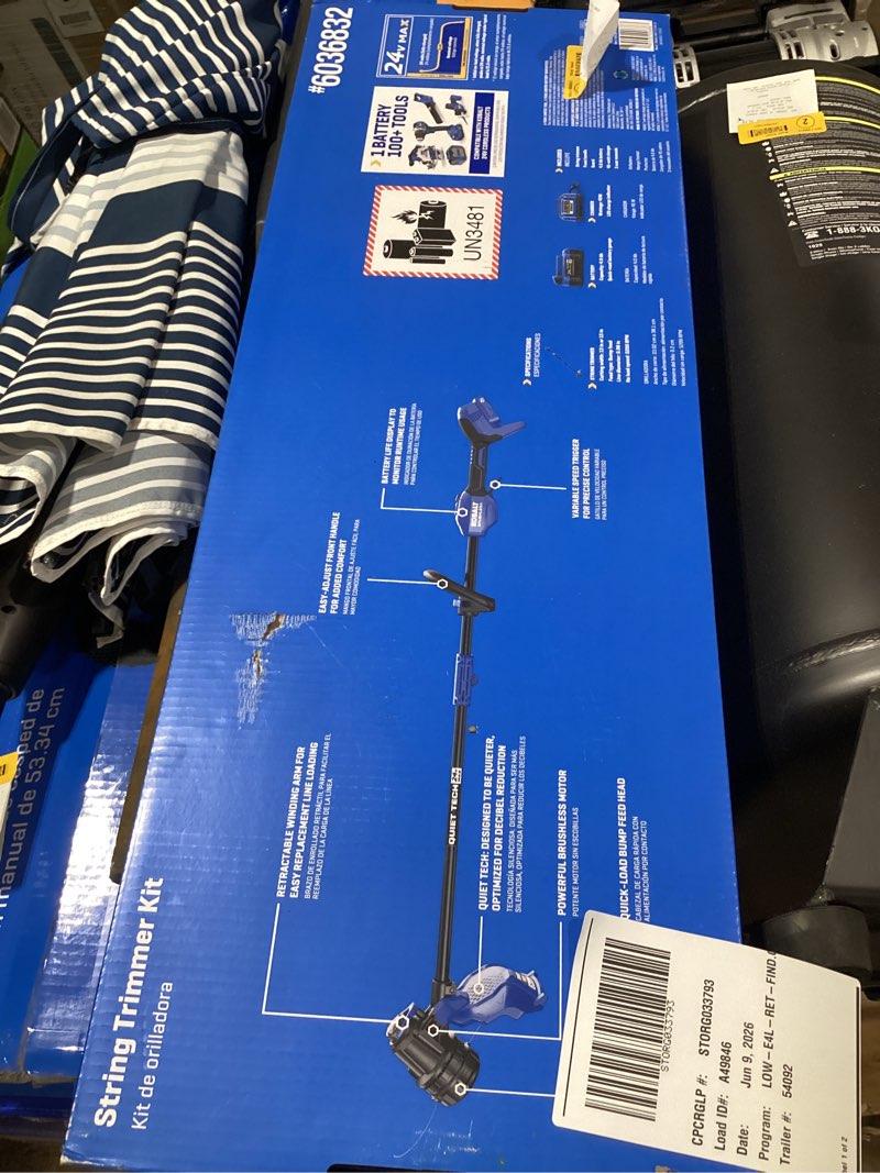 Condition photo showing Good Condition for kobalt quiet tech 24-volt 15-in straight shaft battery string trimmer 4 ah (battery included) (charger included) item #6036832 | model #kst 2124a-03