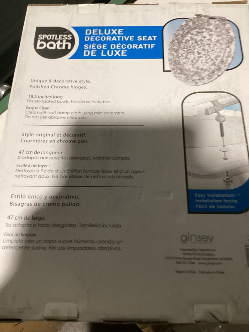 Condition photo showing Good Condition for ginsey home solutions elongated resin toilet seat, silver foil daa elongated