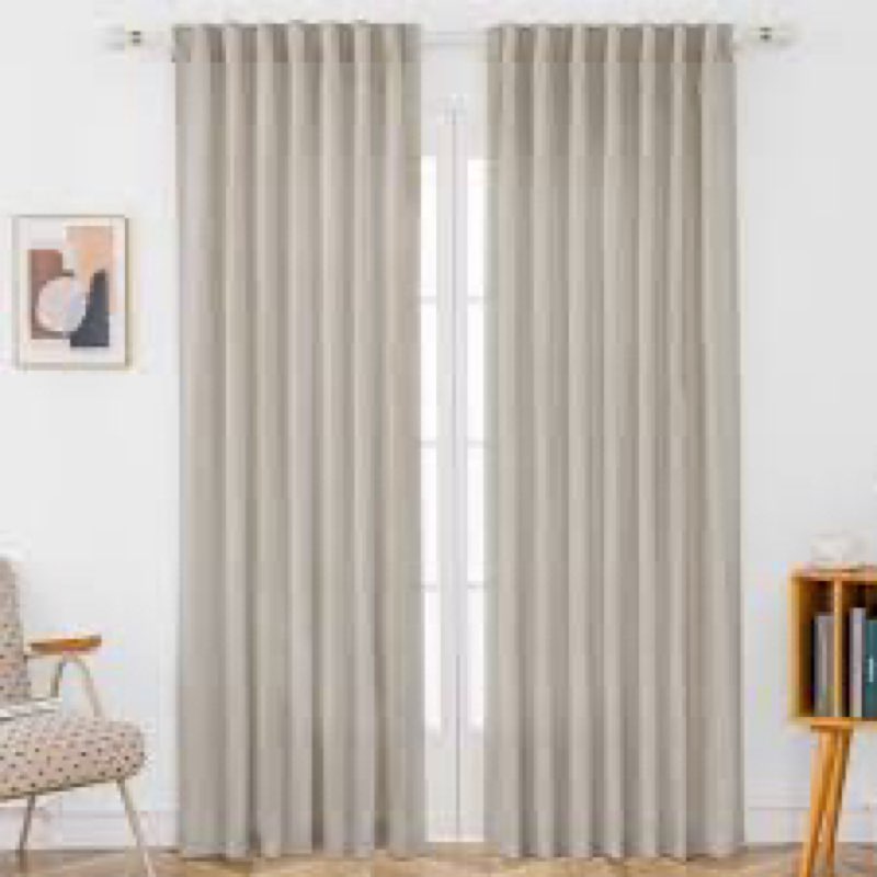 Toyoko Linen Blended Semi-Sheer Back Tab Curtain Pair