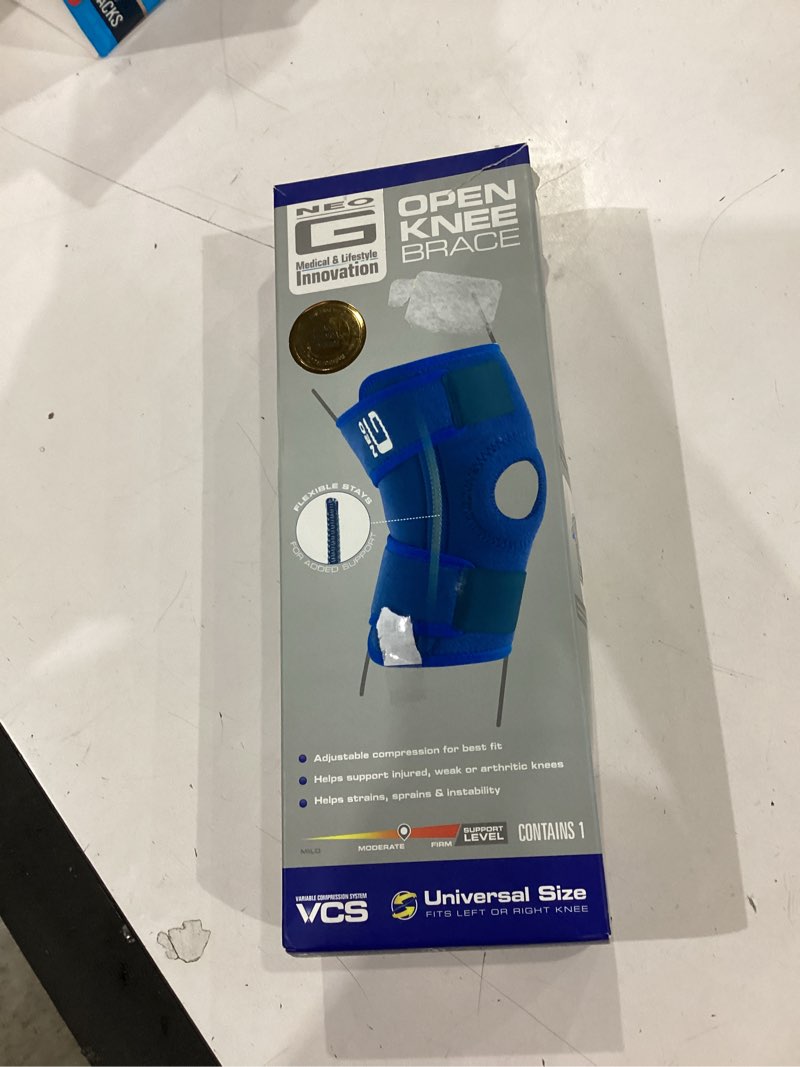 Condition photo showing Good Condition for neo g knee brace, open patella - support for arthritis, joint pain relief, meniscus pain, recovery, sports, walking, running - adjustable compression - class 1 medical device - one size - blue
