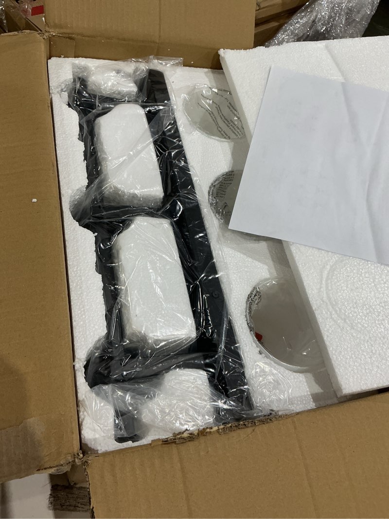 Condition photo showing Good Condition for brknit 3 light modern bathroom light fixtures over mirror, black vanity lights for bathroom wall sconces with milky white glass shades, e26 socket (bulbs not included) black 3-lights, milky white glass shades