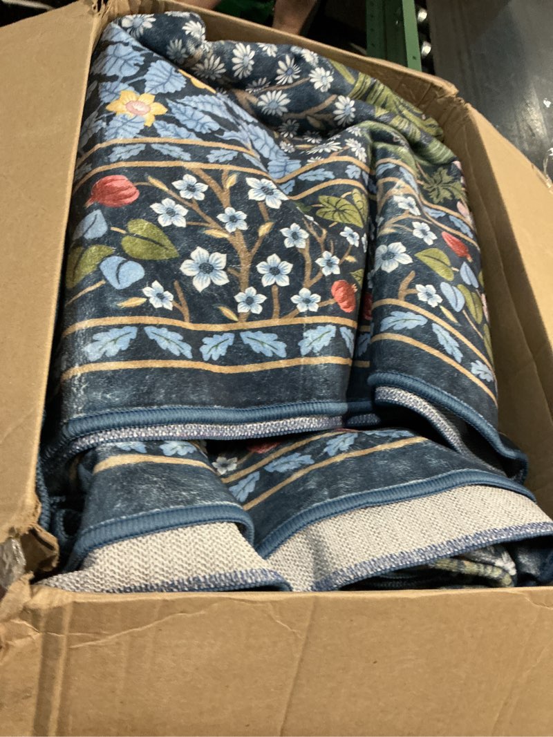 Condition photo showing Good Condition for lahome floral washable rugs 8x10, soft 8x10 area rugs for living room bedroom, boho non-slip blue forest design large throw carpet for farmhouse dining room office giverny, blue blue 8' x 10' (rectangular)