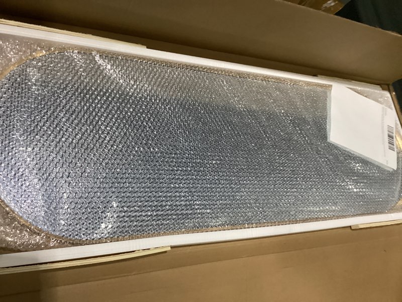 Condition photo showing Good Condition for oval full length mirror, 48"×16" wall-mounted mirror with metal frame, ultra-clear explosion-proof dressing mirror, simple and classic deco for cloakroom/bedroom/living room, gold gold 48"l x 16"w