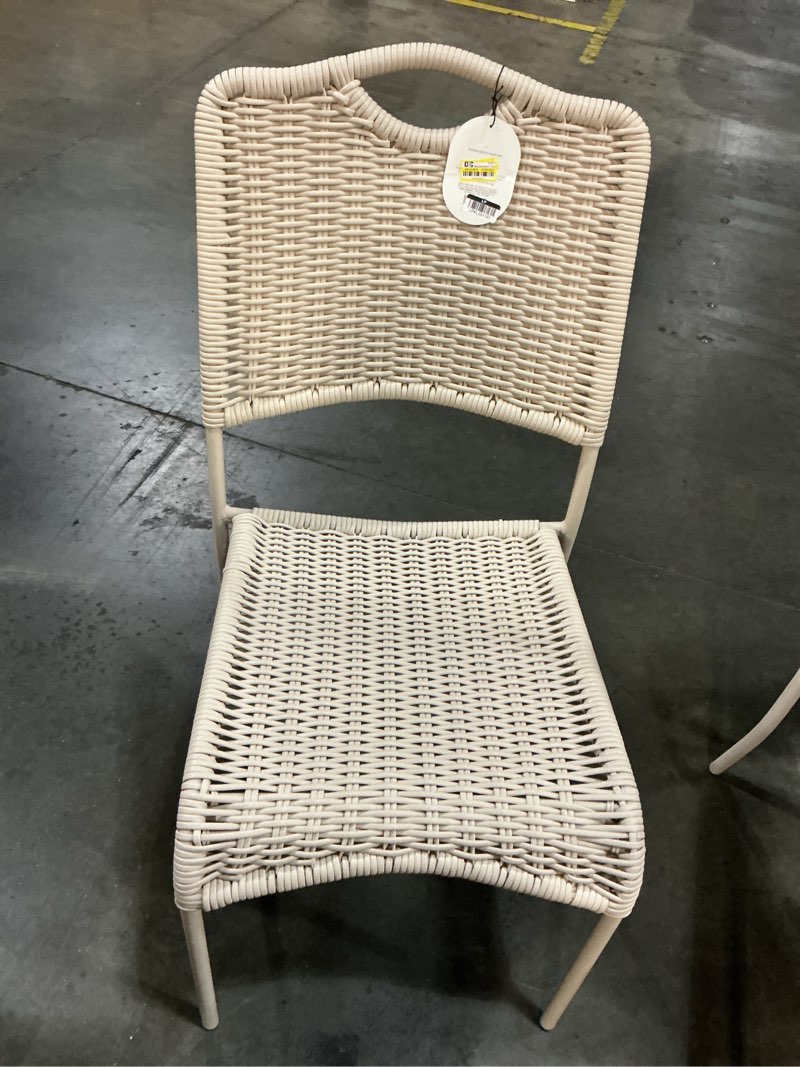 Condition photo showing Good Condition for monochromatic rope armless patio dining stack chair beige 1 pack