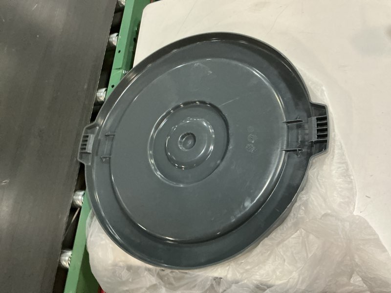 Condition photo showing As Is for Global Industrial Trash Container Lid for 44 Gallon Can, 24-1/2" Dia,