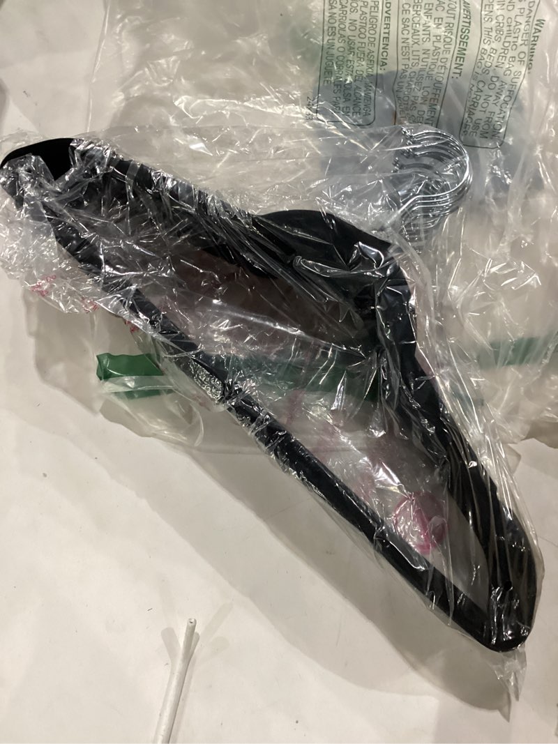 Condition photo showing New/Like New for house day black velvet hangers 60 pack, non slip clothes felt hanger heavy duty for coat, premium slim space saving suit hangers for closet organizer, 360° rotating silver hook black 60 pack