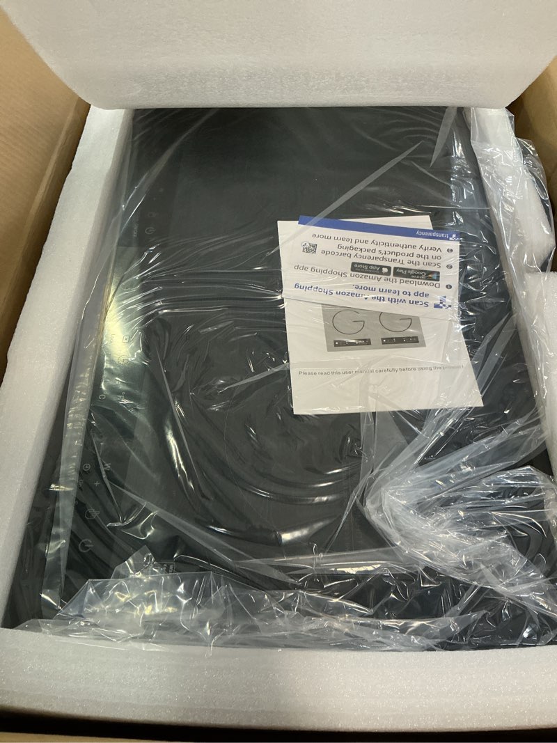 Condition photo showing New/Like New for vbgk double induction cooktop, 24 inch 4000w electric cooktop with hot plate, induction stove top with led touch screen 9 levels settings with child safety lock & timer 110v induction cooktop 2 burner double burner induction cooktop
