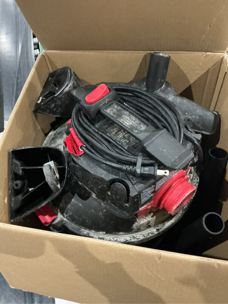 Condition photo showing As Is for shop-vac 12-gallon 4.5 hp corded wet/dry shop vacuum with accessories included