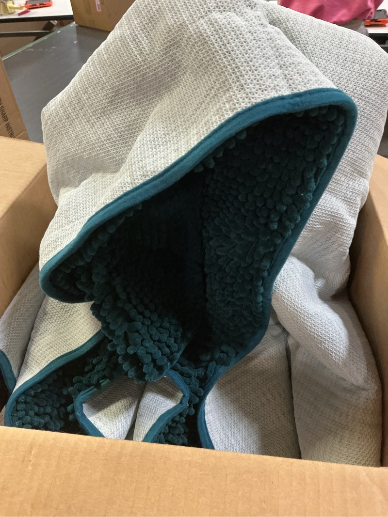 Condition photo showing As Is for Muddy Mat® | Super Absorbent Door Mat Indoor, Microfiber Quick Dry Chenille Entryway Rug, Non-Slip Front Door Mat, Indoor Mats for Entryway, Machine Washable Pet Rug, Atlantic Blue XXL 60"X48" Atlantic Blue 48" x 60"