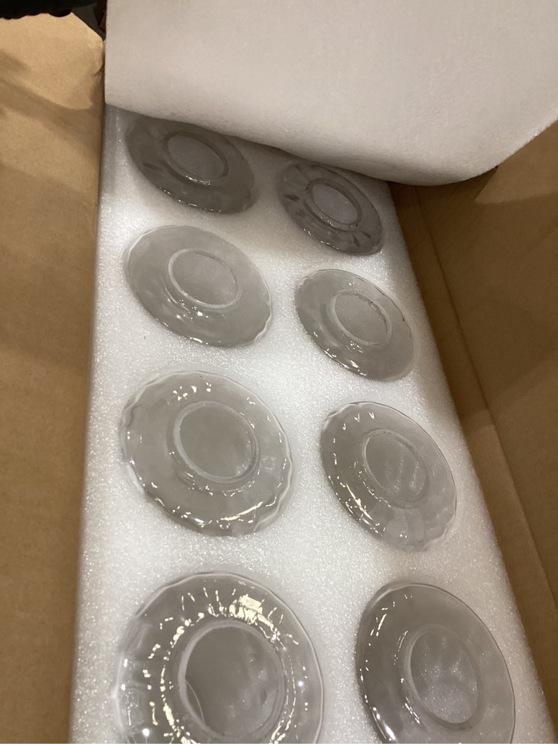 Condition photo showing Good Condition for 8 Pcs Clear Hammered Glass Shade Replacements for Pendant Light Fixtures Glass Lamp Shade Cover, 1-5/8 Inch Fitter E26 Base, 4"w x 6"h, Replacement Lamp Globe for Chandelier Wall Sconce Clear Hammered 8
