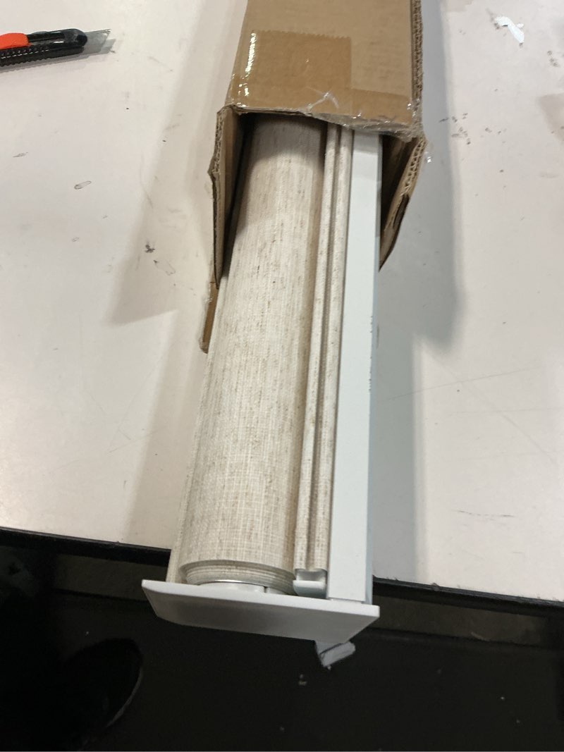 Condition photo showing Good Condition for persilux light filtering roller shades for window blinds,cordless,linen fabric,thermal insulated fabric uv protection shades for home,office,bedroom,door,light filtering-cream,27" w x 72" h 27"w x 72"h light filtering-cream