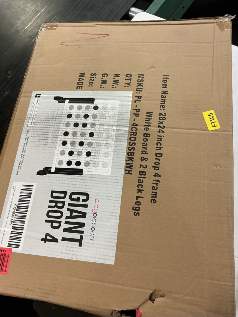 Condition photo showing New/Like New for play platoon wooden giant 4 in a row game outdoor - 4 in a row board game outdoor with coins, case and rules black & white
